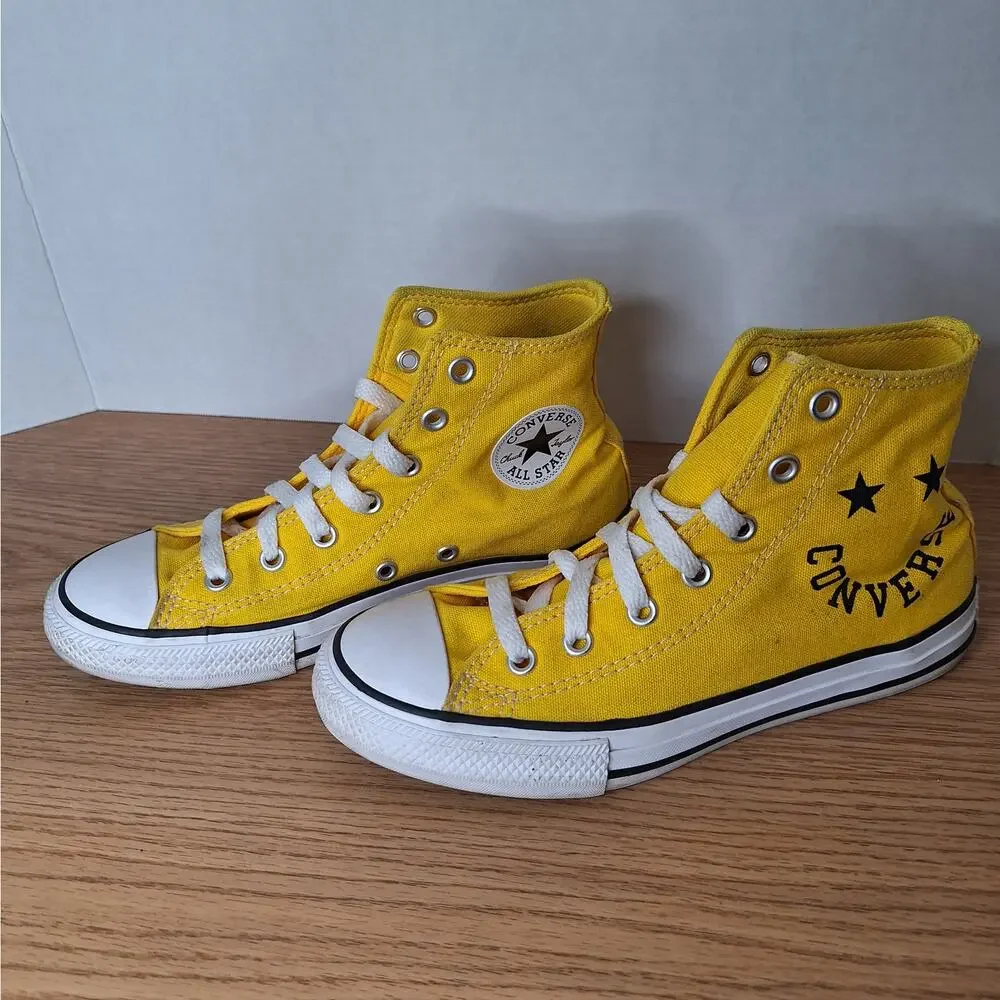 Converse Chuck Taylor All Star Big Logo High Top Sneakers Yellow (Youth Size 2)